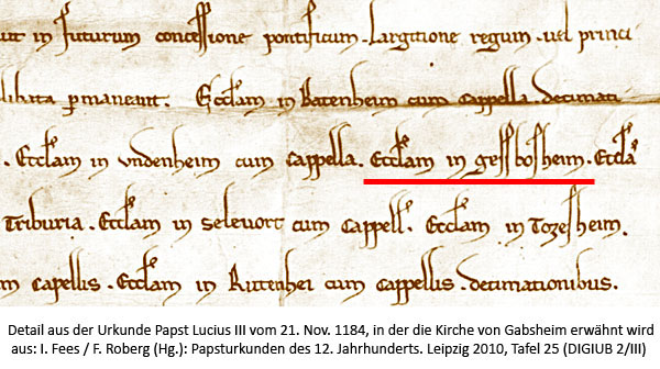 Urkunde Papst Lucius 1184